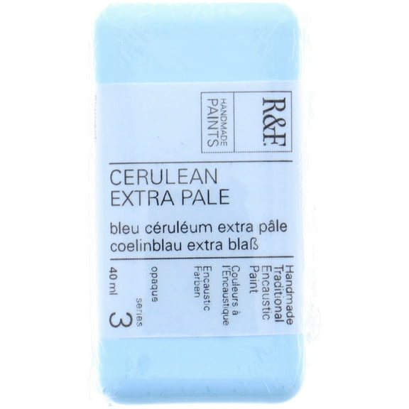 R&F Handmade Paints Encaustic Paint Cake, 40ml, Cerulean Blue Extra Pale