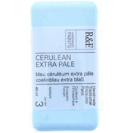 UPC: 0836943000070 | R&F Handmade Paints Encaustic Paint Cake 40ml Cerulean Blue Extra Pale