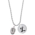 thumbnail image 1 of Delight Jewelry Silvertone Love, Faith, Pray, Peace, Joy, Hope Spinner Silvertone Script Initial Disc - L - Charm Necklace, 20"+3", 1 of 4
