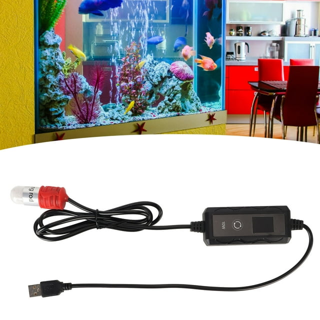 Mini Chauffe-Poisson, Fonction Mémoire de Panne de Courant Tige Chauffante Poisson 100-240V Réglable 10W USB Alimenté pour Prise EU 100-240V, Prise US 100-240V