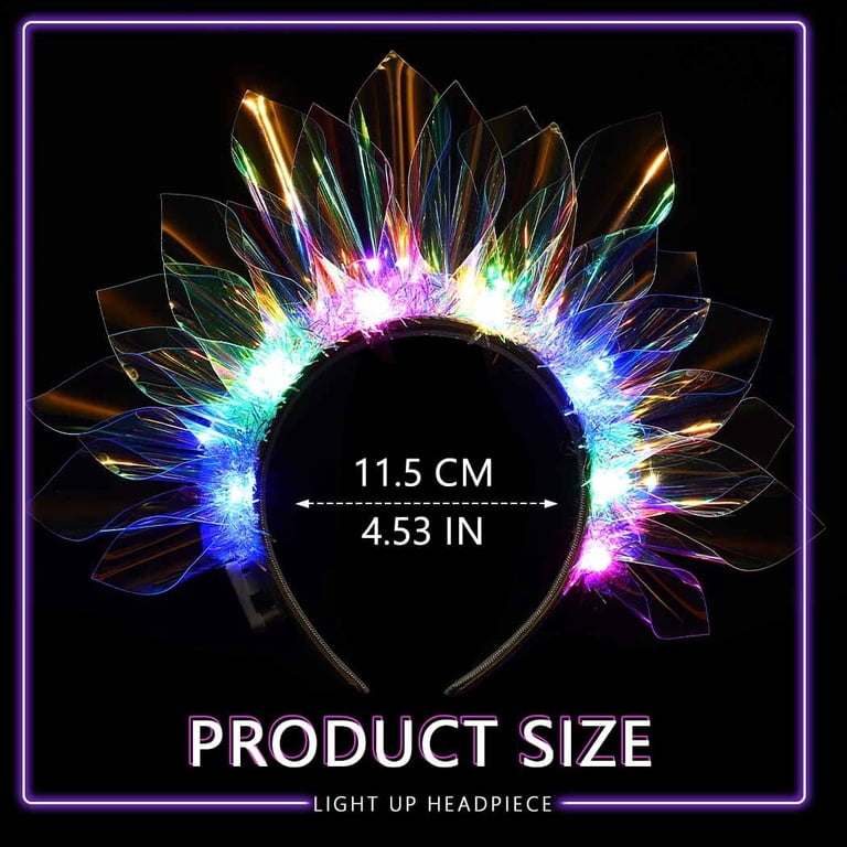 MODANU Light Up Headband Crown Led Headbands Glow Party Neon 