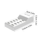 USB Charging Station, 10-Port USB Charger, Multiport USB Charger Station Hub, Compatible with IOS, Android Tablet Phone, and Other USB Charging Devices, White