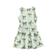 thumbnail image 5 of Grblisyd Girls Dress Summer Coquette Bow Print Sleeveless Ruched Crew Neck A Line Dress for Kids Casual 3-12 Y, 5 of 5