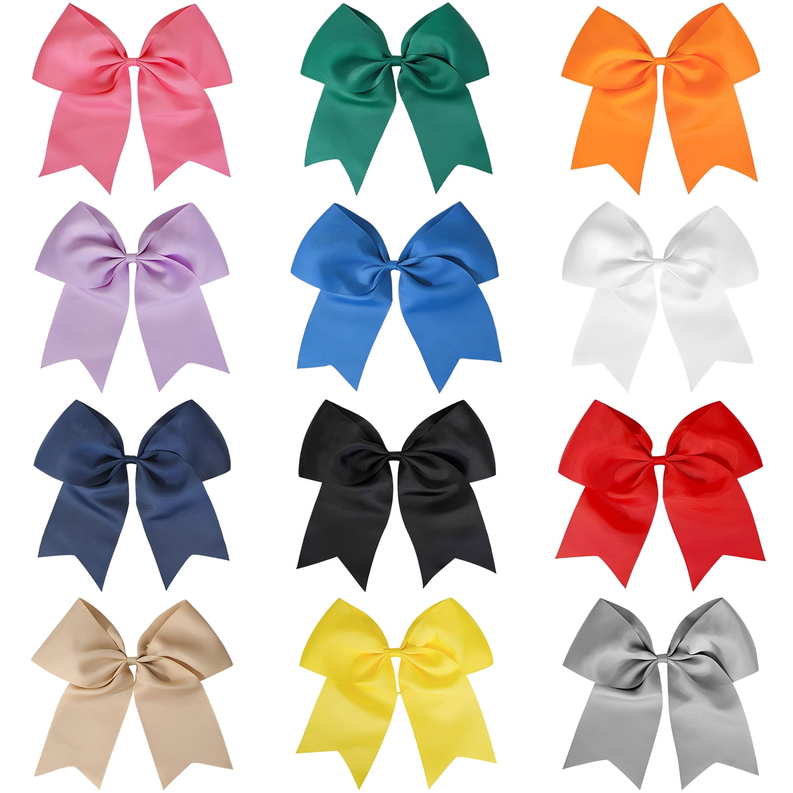 JoyBowie 36Pcs 8 Inch Large Cheer Bows Solid Color Hair Bows with Alligator Clips for Girls Teens Cheerleading