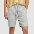 thumbnail image 2 of Pantalones de Hombre Elástico Cintura Músculo Casual Imitación Algodón Lino Textura Atado Cinco Cuartos de Pantalones Cortos, 2 of 9