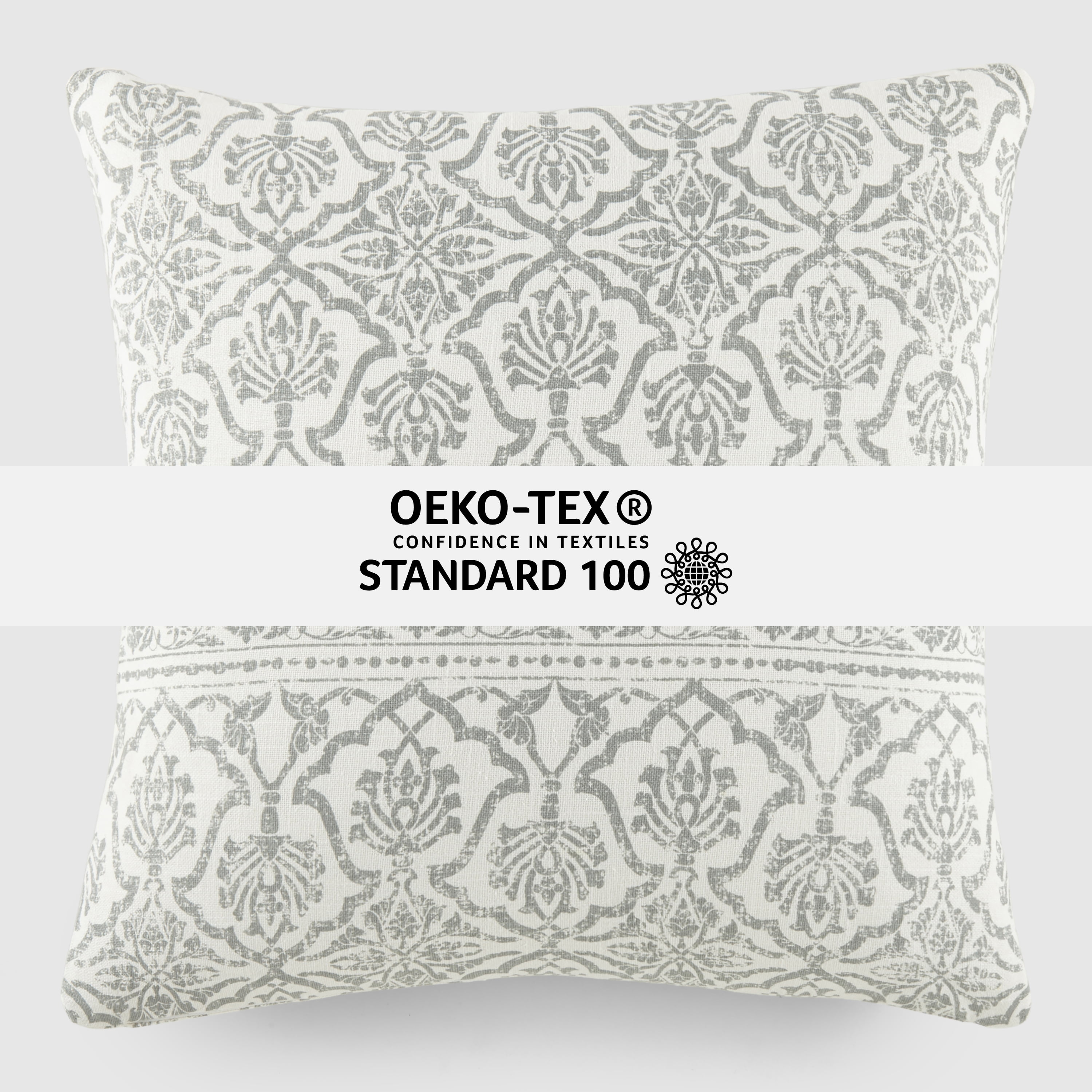 Noble Linens Elegant Cotton Decor Throw Pillow in Artic Antique Floral Pattern