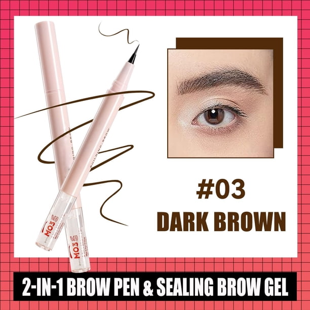 Lápiz de cejas 2 en 1, lápiz de cejas con forma, de larga duración, natural, resistente al agua y no mancha. Lápiz de cejas líquido de doble punta.