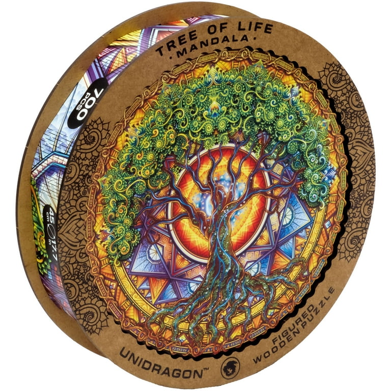 UNIDRAGON木製パズル 700pcs SIZE UNIDRAGON Mandala Tree of Life Wooden Puzzle, Unique Flower Art