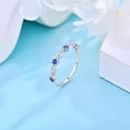 thumbnail image 5 of 925 Sterling Silver Half Eternity CZ Rings, Round & Milgrain Cubic Zirconia Wedding Bands Thin Stackable Birthstone Bands Ring Jewelry Gift for Women Wife Girlfriend, Size 5-10, 5 of 6