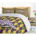 thumbnail image 5 of Ambesonne Mardi Gras Duvet Cover Sets, Hand Writing Design, 2-King, Purple Green Yellow, 5 of 7