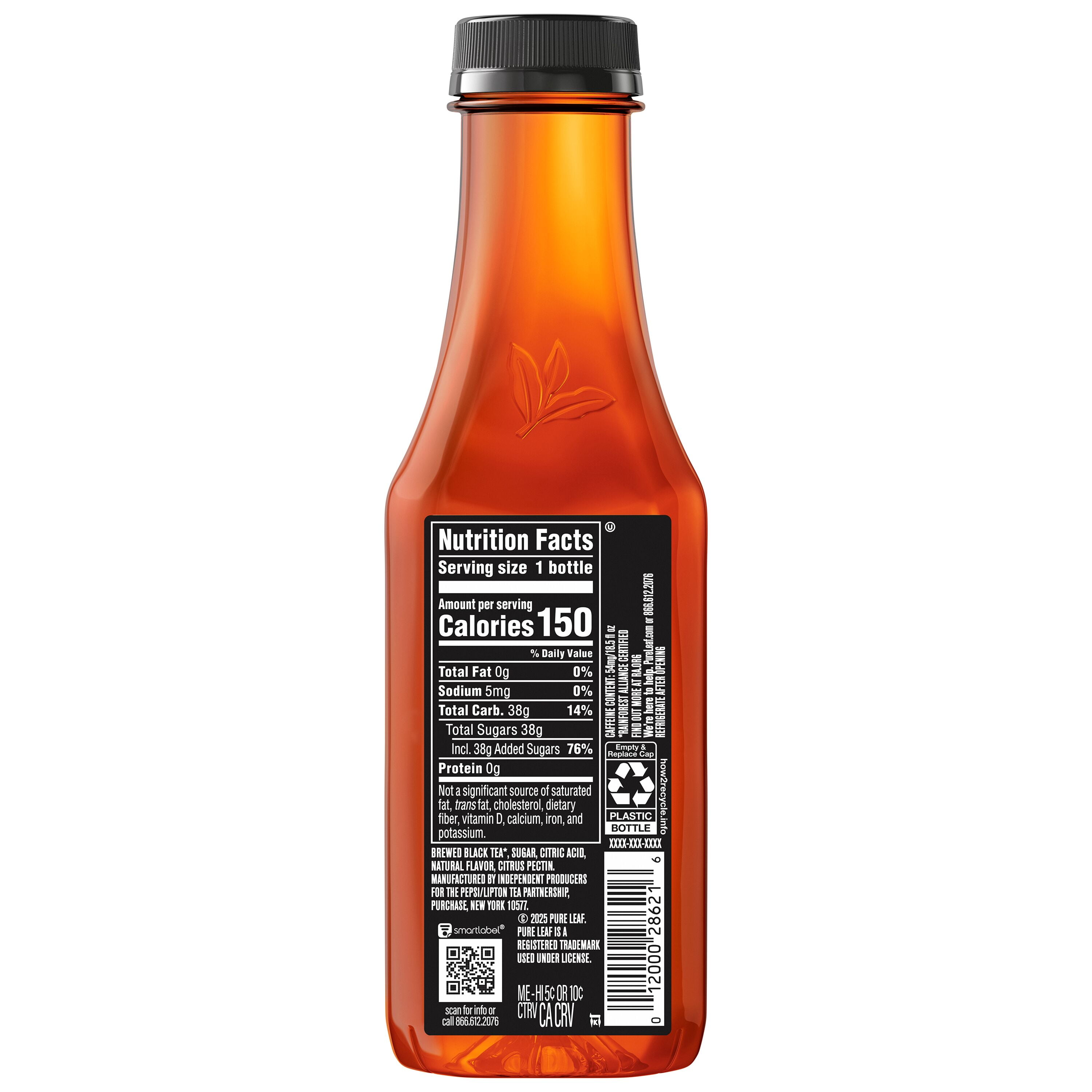 (2 pack) Lipton Pure Leaf Peach Iced Tea, Bottled Tea Drink, 18.5 fl oz, Bottle