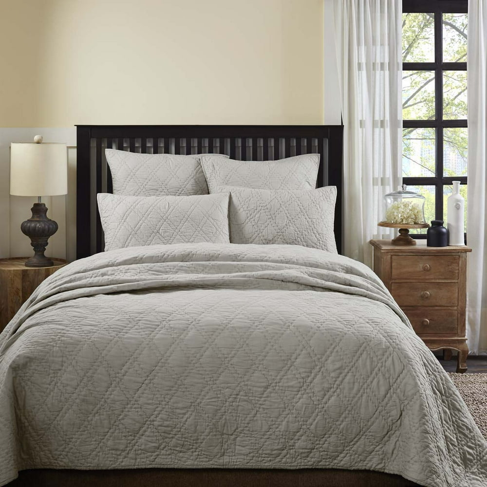 Stone Grey Farmhouse Bedding Casey Cotton PreWashed Cambric Solid