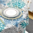 thumbnail image 4 of Christmas Round Tablecloth 60 Inch - Waterproof Fabric Table Cloth Protector, Winter Blue Teal Grey Snowflake Merry Christmas Tablecloths Washable Table Cover for Kitchen Banquet Coffee Table Party, 4 of 6
