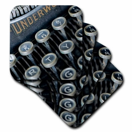 3dRose Close up photo of an old typewriter, Soft Coasters, set of 8