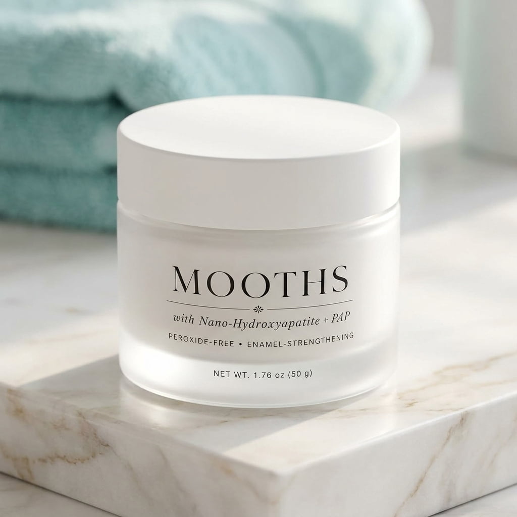 MOOTHS Teeth Whitening Powder with Hydroxyapatite & PAP, Daily Tooth Powder for Fresh Breath, Gentle Stain Removal Oral Care, Fluoride Free Whitening Powder for Adults, 1.76 OZ / 50G  (1PC)