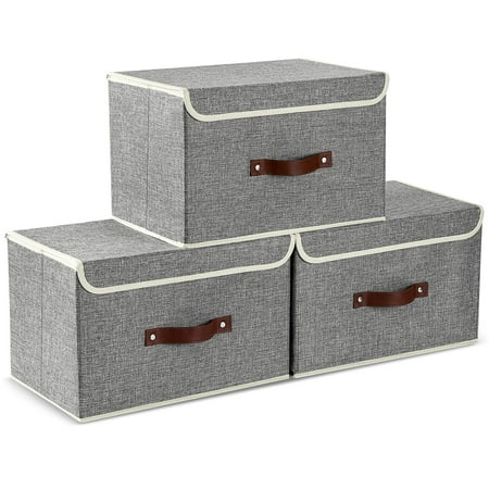 

E-MANIS Storage Bins with Lids set of 3 Foldable Storage Boxes with Lids Storage Baskets Storage Con