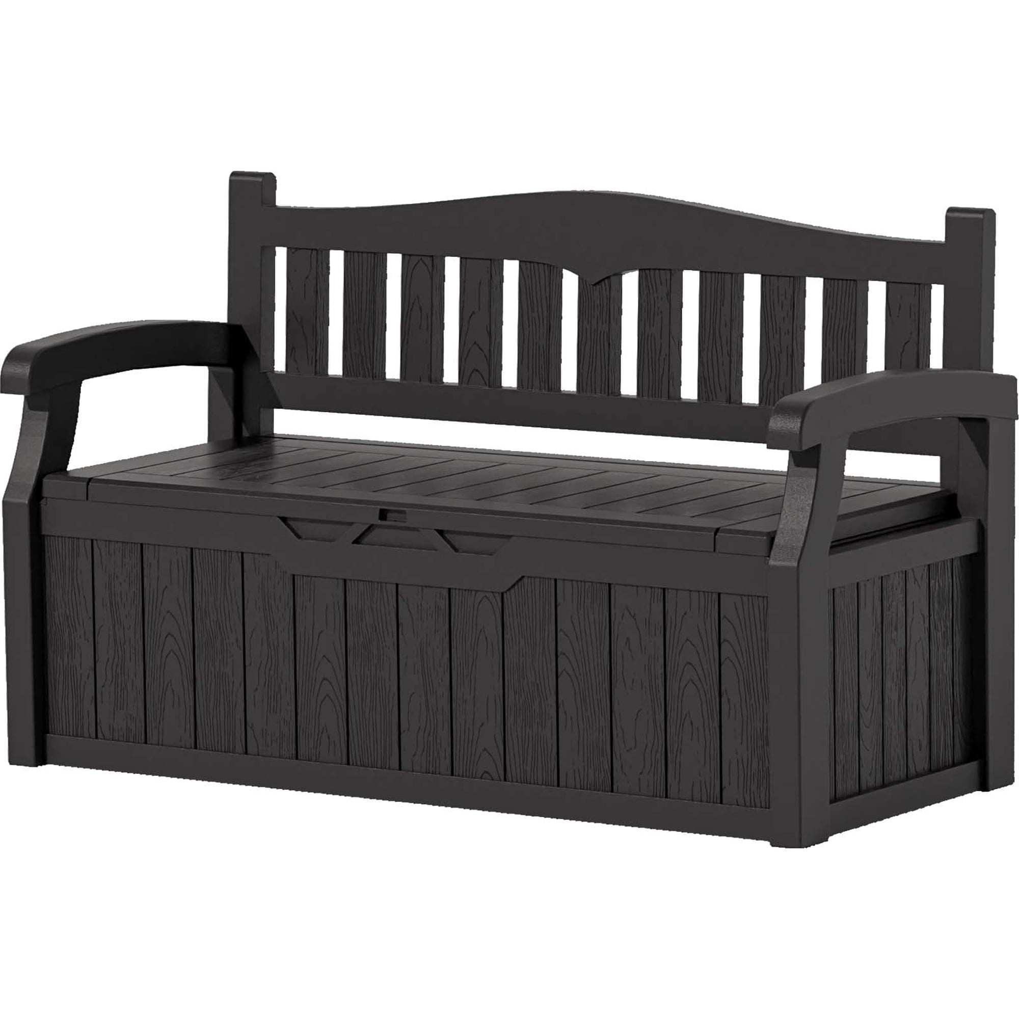 Patiowell 70 Gallon Outdoor Storage Bench, with Deck Box Organization and Waterproof Resin, Durable Outdoor Seating and Storage Box - Perfect to Store Garden Tools and Pool Toys, Black