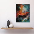 thumbnail image 2 of Red Classic Sports Car Oil Painting Colourful Sleek For Him Fan Man Cave Large Wall Art Poster Print Thick Paper 18X24 Inch, 2 of 5