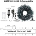 thumbnail image 4 of Tcamp Color Changing Christmas Tree Lights Outdoor Indoor, 800 LED 262ft Warm White Multicolor Christmas String Lights 11 Modes Remote Memory Timer Function for Christmas Party Home Decor, 4 of 8