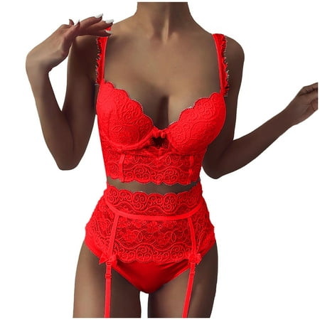 

Women Fashion Print Mesh Lingerie Lace Lingerie Four Pieces Set Underwear