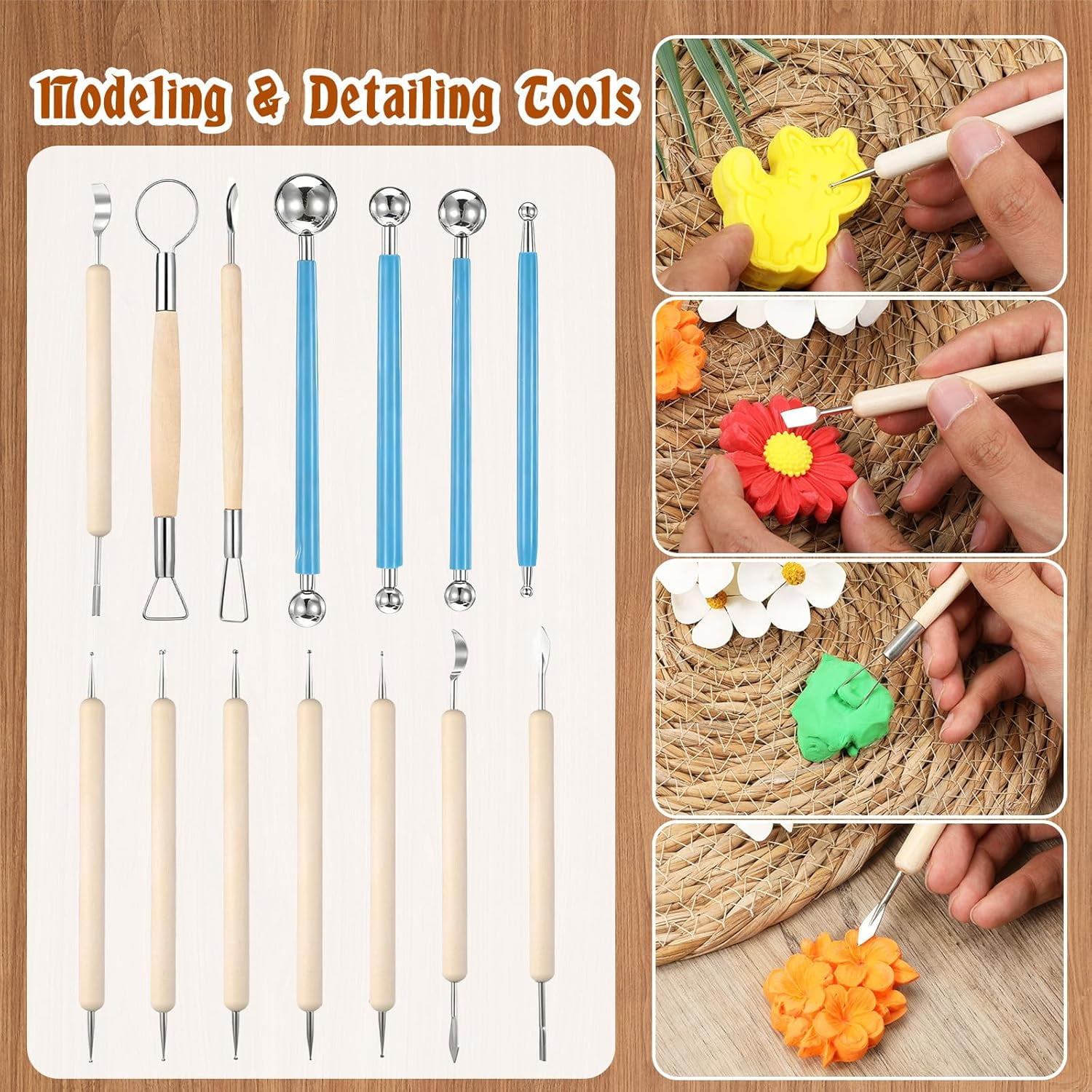Clay Tools, 40PCS Pottery Tools Polymer Clay Tools Clay Sculpting Tools with Carrying Case Bag for Stippling Carving Molding Shaping Clay Crafts Birthday Gift for Trimming Beginners Hobbyists Artists