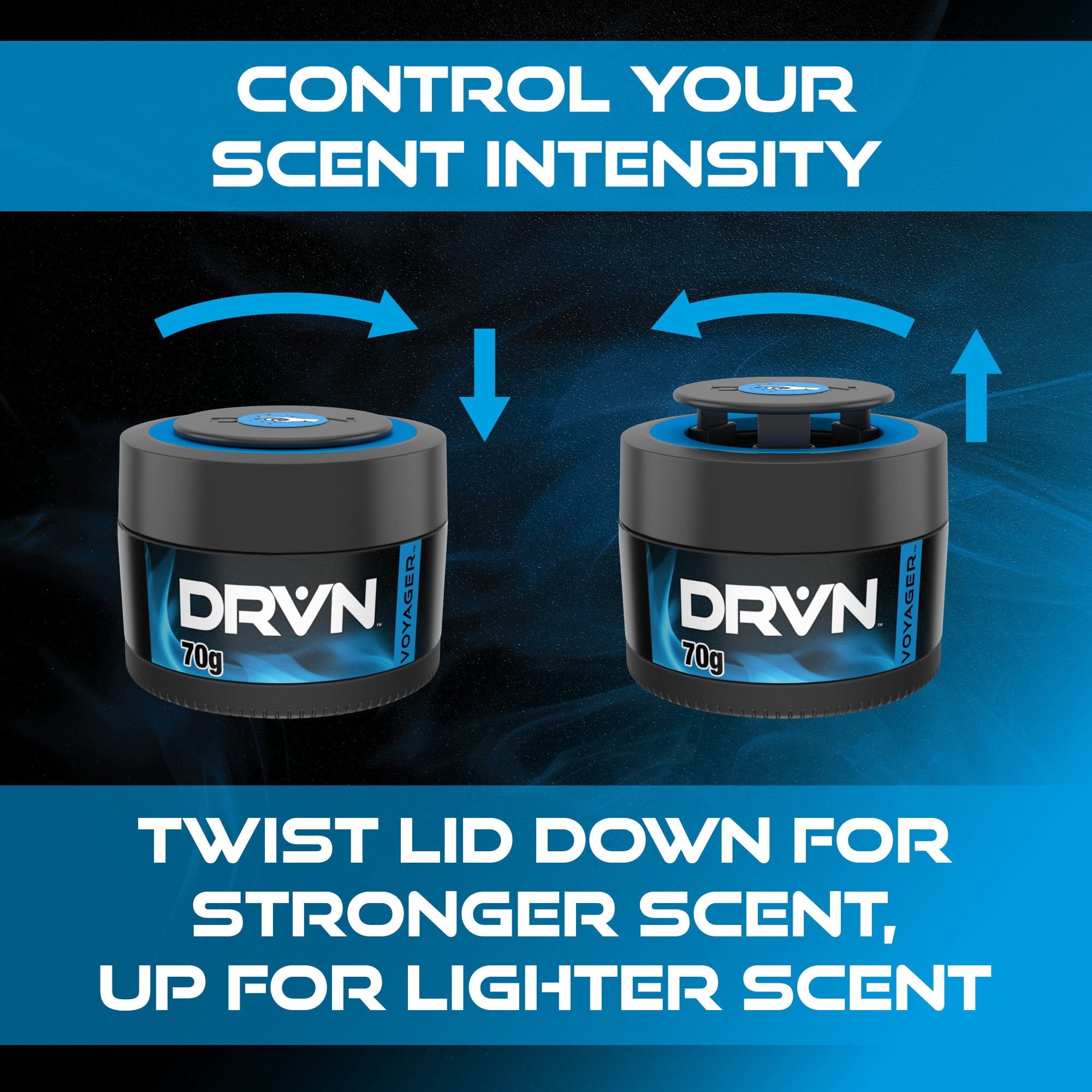 DRVN Gel Can Car Air Freshener (Voyager Scent), Delivers a Warm, Spicy, and Aromatic Scent Lasting 30 Days
