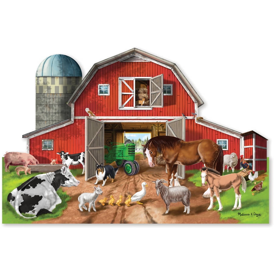 Melissa & Doug Busy Barn Shaped Jumbo Jigsaw Floor Puzzle (32 pcs, 2 x