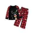 thumbnail image 2 of Fiomva Family Matching Christmas Pajamas Set Long Sleeve Elk Print Tops Plaid Pants XMAS Sleepwear Pjs, 2 of 10