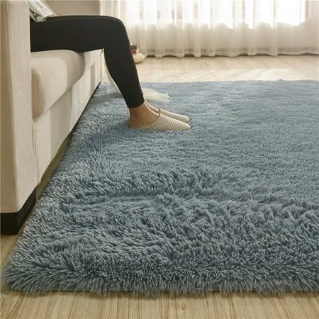 Super Soft Indoor Modern Shag Area Silky Smooth Fur Rugs Fluffy Rugs Anti-Skid Shaggy Area Rug Dining Room Home Bedroom Carpet Floor (Best Carpet For Living Room Area)