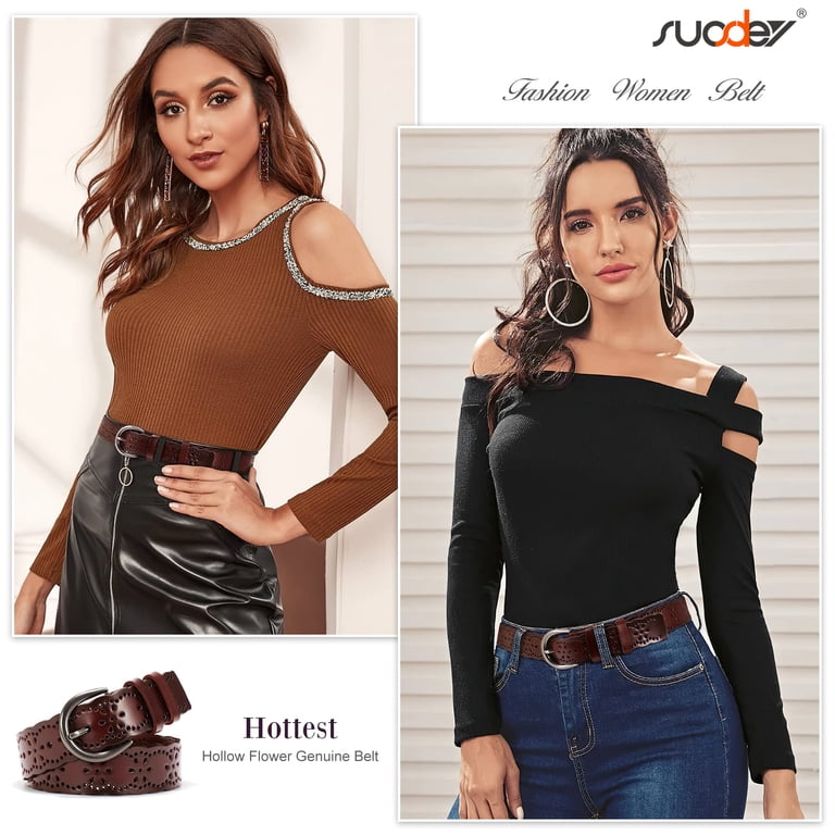 Genuine Leather Hollow Waist Belt for Women, Adjustable KorhLeoh Women main image 4