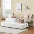 thumbnail image 1 of Tamaño individual daybed trundle-metal tamaño individual trundle marco cama sofa marco cama sala estar dorm apartment no necesita colchón base space saving heavy duty metal slats (blanca), 1 of 5