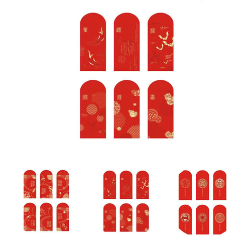 thumbnail image 1 of Lubelski Red Envelopes, Blessing Words, 17cm x 9cm, Red, 6 Pack, 1 of 8