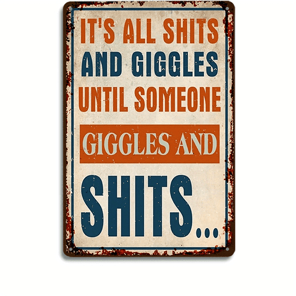 1pc, Funny Bathroom Signs And Giggles Metal Tin Sign, Wall Decor Man Cave Bar For Home, Kitchen, Garage, Men Bathroom Decor, Home Bar, Wall Decor, Outhouse Bathroom Decor, 12x8 Inch