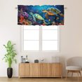 thumbnail image 2 of Sea Turtle Window Curtain Valance Blue Teal Ocean Fish Underwater Animal Coastal Theme Window Valance for Living Room Bedroom, Kitchen Valance Rod Pocket Window Curtain 54 by 18 in, 1 Panel, 2 of 6