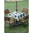 thumbnail image 3 of Bohemia Outdoor Tablecloth - 60x60 Inch Square Dining Table Cover, Vintage Moroccan Geometric Pattern Blue Green Gray Waterproof Outdoor Table Cloth with Umbrella Hole & Zipper for Picnic/Patio/Party, 3 of 7