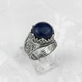 thumbnail image 3 of Filigree Art Lapis Lazuli Gemstone Crown Design Women Silver Cocktail Ring, 3 of 6