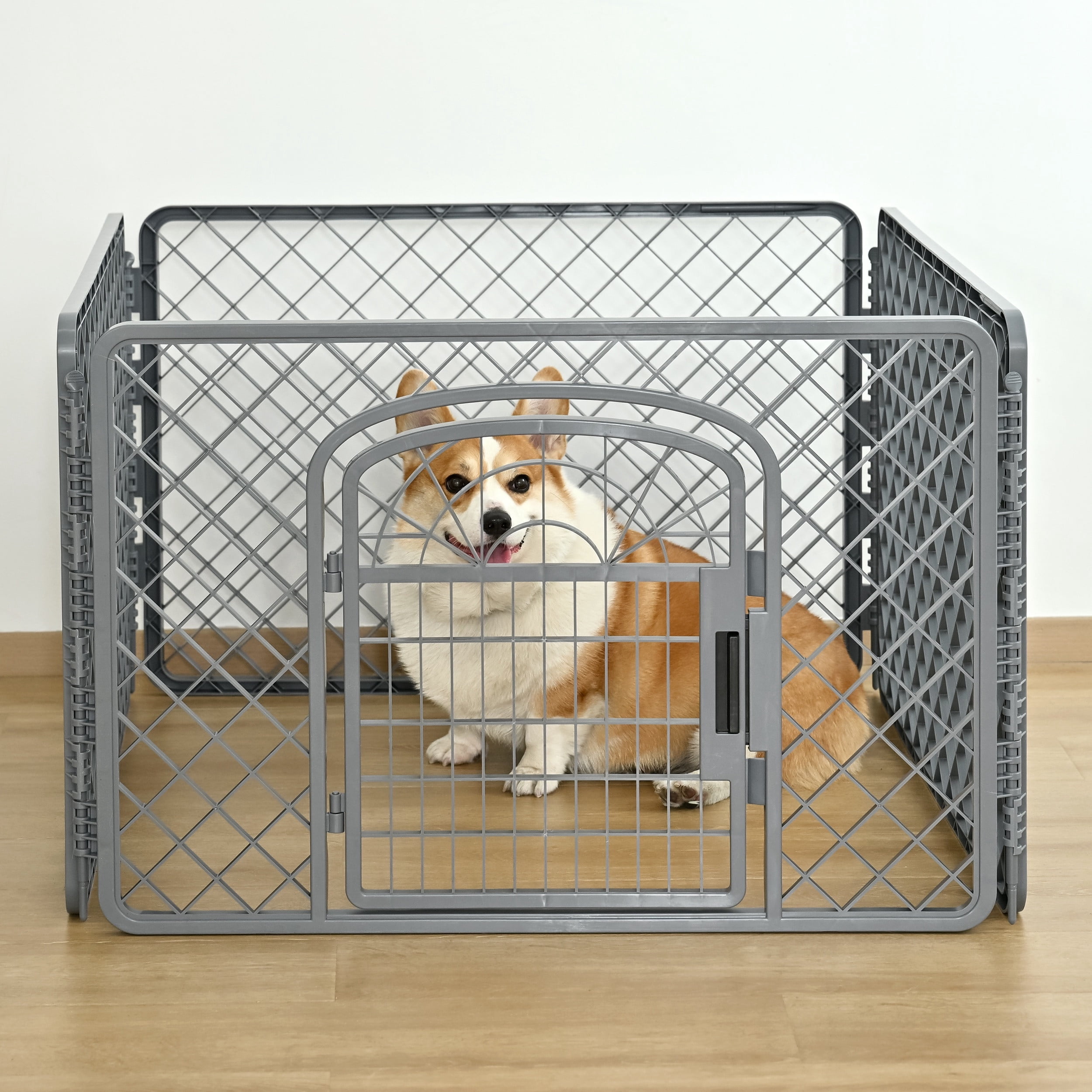 Vibrant Life 4-Panel Plastic Playpen for Dogs, Dark Gray, 24"