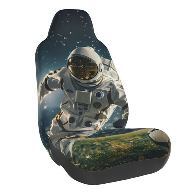 Wukai Astronaut Soccer Field Full Set Car Seat Covers with Soft Padding Universal Auto Front Seats Protector and Cushion Mat