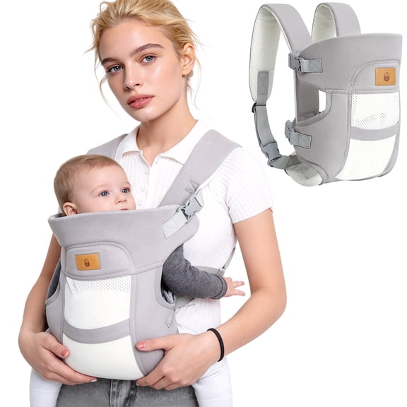 Lvelia Baby Carrier Newborn to Toddler,4-in-1 Baby Ergonomic and Cozy Adjustable Lightweight Infant Carrier,Newborn Baby Carrier for 8-44 lbs,Gray