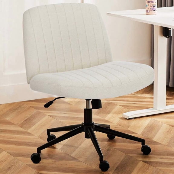 OLIXIS Criss Cross Chair With Wheels, Cross Legged Office Chair Armless Wide Desk Chair With Dual-Purpose Base, Adjustable Swivel Teddy Fabric Task Vanity Home Office Desk Chair, Pink