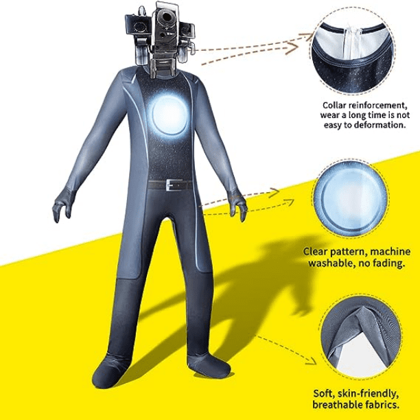Don't Miss Out! HIMIWAY Skibidi Toilet Costume Cameraman Skibidi Toilet  Costume's Speaker TV Man Halloween Costume for Boys Kids Gray/130 
