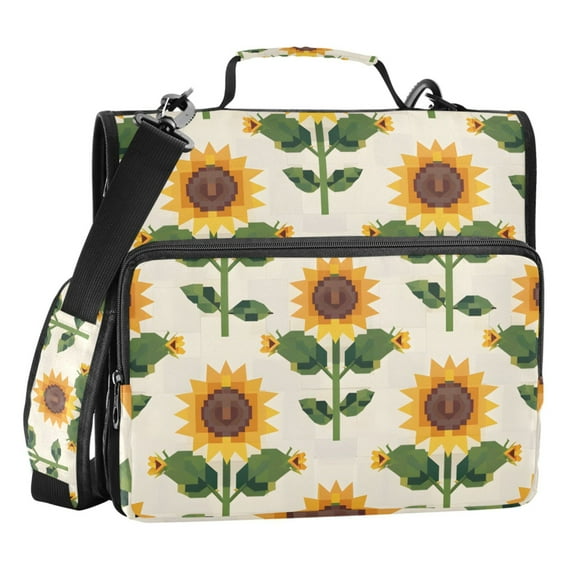 ALAZA Zipper Binder Sunflower Blooming 3 Ring Trapper Keeper File Folder Organizer Bag
