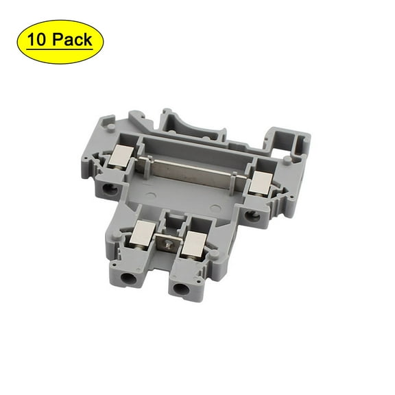 Unique Bargains 10Pcs UKK5 DIN Rail Mount Double-level Terminal Block 600V 32A 28-10AWG Gray