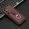thumbnail image 6 of Compatible with Samsung Galaxy S25 Wallet Phone Case,360°Rotation Finger Ring Holder Kickstand,with Card Holder,Lychee Pattern PU Leather Durable Shockproof Rugged Phone Case,Winered, 6 of 12