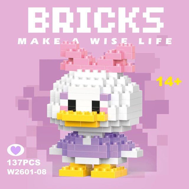 Disney 108 Style Stitch LinaBell Hello Kitty Building Blocks Princess Cartoon Figrues Bricks Children's Assembly Toys Model Gift