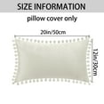 thumbnail image 5 of Unique Bargains 2 Velvet Throw Pillow Covers Pompoms Decorative Pillow Cases Cushion Cover Beige 12" x 20", 5 of 6