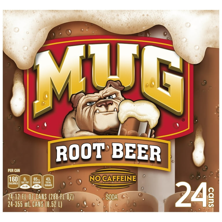 Mug Root Beer Caffeine Free Soda Pop, 12 oz, 24 Pack Cans