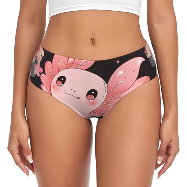Balery Cute Axolotl Sakura Blossoms A Ropa Interior de Algodón para Mujer con Dibujo – Braguitas Cómodas y Elásticas, Estilo Clásico-4X-Large