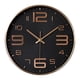 thumbnail image 1 of Reloj de pared con mecanismo moderno de aluminio y pilas, estilo nórdico. Oro negro, 1 of 8