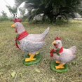 thumbnail image 5 of Chick Pink Pollo brillante con bufanda, adornos navideños, decoración de estatuas de animales de resina, 5 of 5